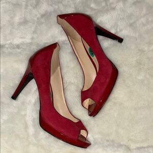 Cole Haan Women's Vibrant Red Peep Toe Heels